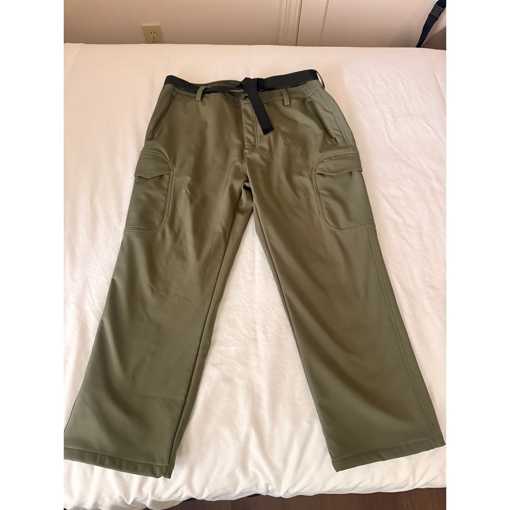 FREE SOLDIER Men Outdoor Softshell Fleece Lined Cargo Pants Breathable 40 green